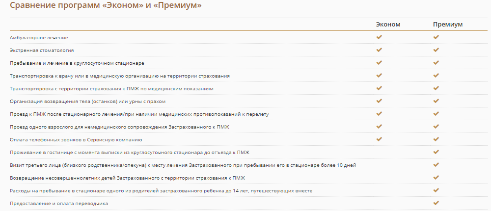 Сравнение программ Эконом и Премиум Сравнение программ Эконом и Премиум